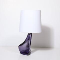 Mid Century Amorphic Crystal Table Lamp in Smoked Amethyst W Makers Stamp - 3998254
