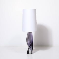 Mid Century Amorphic Crystal Table Lamp in Smoked Amethyst W Makers Stamp - 3998257