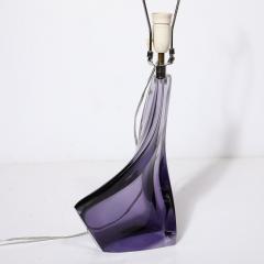 Mid Century Amorphic Crystal Table Lamp in Smoked Amethyst W Makers Stamp - 3998260