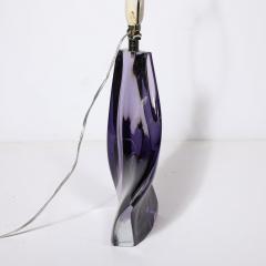 Mid Century Amorphic Crystal Table Lamp in Smoked Amethyst W Makers Stamp - 3998264