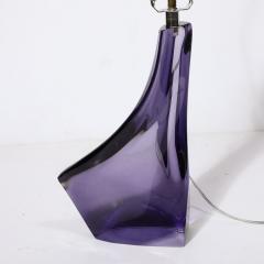 Mid Century Amorphic Crystal Table Lamp in Smoked Amethyst W Makers Stamp - 3998299