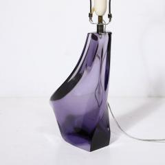 Mid Century Amorphic Crystal Table Lamp in Smoked Amethyst W Makers Stamp - 3998304