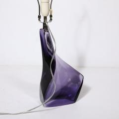 Mid Century Amorphic Crystal Table Lamp in Smoked Amethyst W Makers Stamp - 3998307