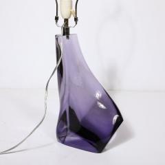 Mid Century Amorphic Crystal Table Lamp in Smoked Amethyst W Makers Stamp - 3998314