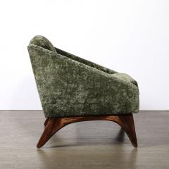 Mid Century Angular Club Chair w Tapered Supports in Velvet Holly Hunt Fabric - 4163545