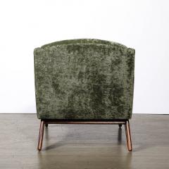 Mid Century Angular Club Chair w Tapered Supports in Velvet Holly Hunt Fabric - 4163546