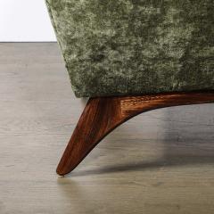 Mid Century Angular Club Chair w Tapered Supports in Velvet Holly Hunt Fabric - 4163551