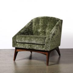 Mid Century Angular Club Chair w Tapered Supports in Velvet Holly Hunt Fabric - 4163558