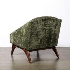 Mid Century Angular Club Chair w Tapered Supports in Velvet Holly Hunt Fabric - 4163560