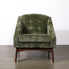 Mid Century Angular Club Chair w Tapered Supports in Velvet Holly Hunt Fabric - 4163561
