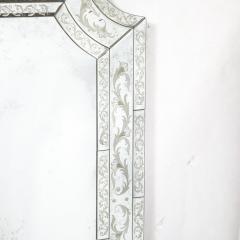 Mid Century Antiqued Venetian Glass Mirror with Etched and Beveled Detailing - 3925952