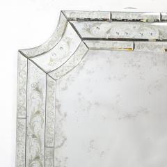 Mid Century Antiqued Venetian Glass Mirror with Etched and Beveled Detailing - 3926020