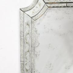 Mid Century Antiqued Venetian Glass Mirror with Etched and Beveled Detailing - 3926032