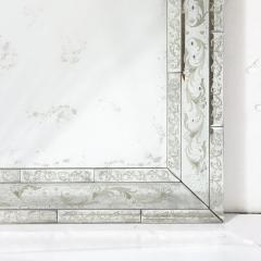 Mid Century Antiqued Venetian Glass Mirror with Etched and Beveled Detailing - 3926033