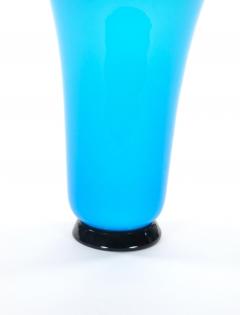 Mid Century Art Deco Style Murano Glass Turquoise Black Decorative Vase - 3811392