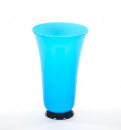 Mid Century Art Deco Style Murano Glass Turquoise Black Decorative Vase - 3811394