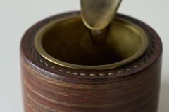 Mid Century Ashtray in Leather and Patinated Brass 1960s - 4582730