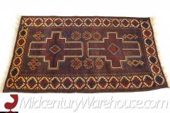Mid Century Aubergine Medium Pile Wool Rug - 2354316