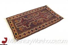 Mid Century Aubergine Medium Pile Wool Rug - 2354317