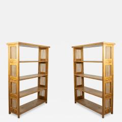 Mid Century Austrian Style Cerused Oak Open Bookcases - 2796909