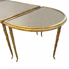 Mid Century Bagu s Tripartite Coffee Table in Bronze Dor with Palmier Design - 4372667