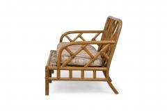 Mid Century Bamboo loveseat with lattice design back - 4666545
