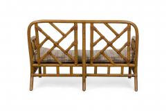 Mid Century Bamboo loveseat with lattice design back - 4666546