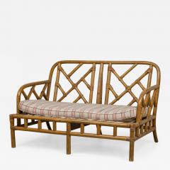 Mid Century Bamboo loveseat with lattice design back - 4729160