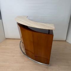 Mid Century Bar Counter Teak Wood Metal Travertine Italy circa 1970 - 4620795