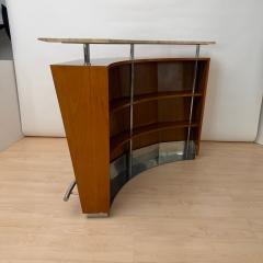 Mid Century Bar Counter Teak Wood Metal Travertine Italy circa 1970 - 4620797