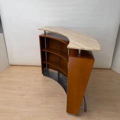 Mid Century Bar Counter Teak Wood Metal Travertine Italy circa 1970 - 4620798