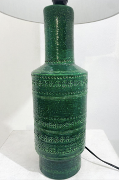 Mid Century Bitossi Ceramic Green Table Lamp Italy 1960s - 3721674