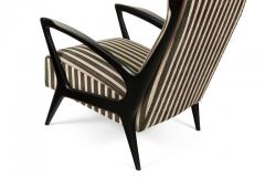 Mid Century Black Lacquered Upholstered Lounge Chairs - 2324278