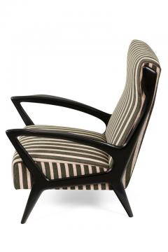 Mid Century Black Lacquered Upholstered Lounge Chairs - 2324279