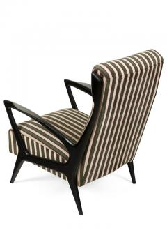 Mid Century Black Lacquered Upholstered Lounge Chairs - 2324280