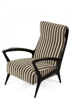 Mid Century Black Lacquered Upholstered Lounge Chairs - 2324281