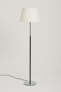 Mid Century Black Leather and Nickel Floor Lamp - 2781833