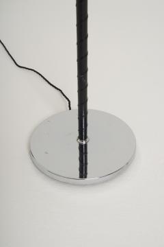 Mid Century Black Leather and Nickel Floor Lamp - 2781835