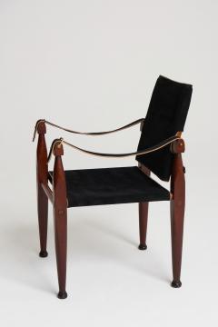 Mid Century Black Suede Safari Chair - 2262919