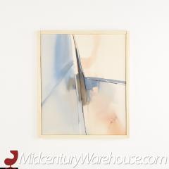 Mid Century Blue and Tan Abstract Art - 2354524