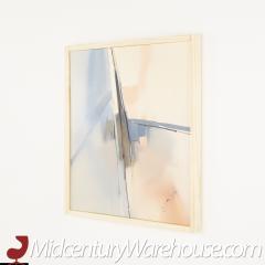 Mid Century Blue and Tan Abstract Art - 2354526