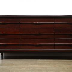 Mid Century Bookmatched Walnut w Sculptural Front Brass Inlay Sabot Sideboard - 3703324