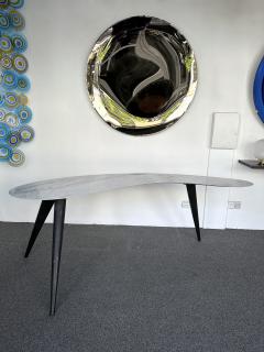 Mid Century Boomerang Marble and Metal Compass Console Table Italy 1970s - 3231329