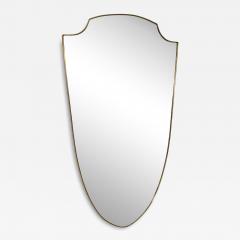 Mid Century Brass Framed Shield Form Wall Mirror - 4297052