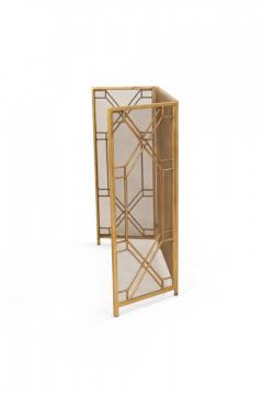Mid Century Brass Framed Tri Fold Fire Screen - 4669530