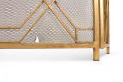 Mid Century Brass Framed Tri Fold Fire Screen - 4669533