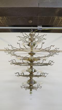 Mid Century Brass Glass and Lucite Chandelier - 767515