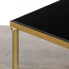 Mid Century Brass Inset Vitrolite Top Accent Side Table w Fluted Detailing - 4792484