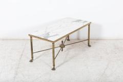 Mid Century Brass Lion Paw Marble Coffee Table - 2423992