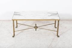 Mid Century Brass Lion Paw Marble Coffee Table - 2423998